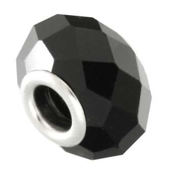 Großlochperle, 14mm, rund, schwarz schwarz