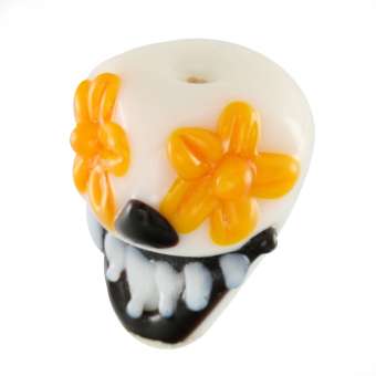 Glas, 18X16mm, Totenkopfform, eierschalen weiß 