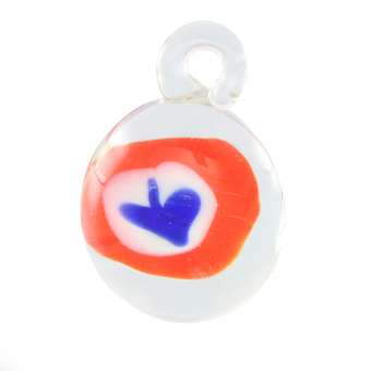Glas, 22X18mm, Fantasiemotiv, transparent (orange-blau) 