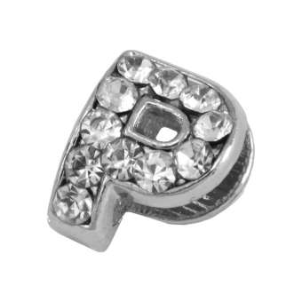 Buchstabenperle "P" mit Strass, silberfarben Buchstabenperle "P" mit Strass, silberfarben