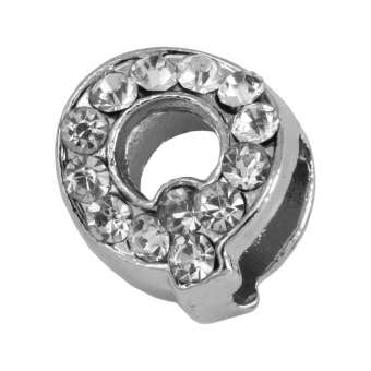 Buchstabenperle "Q" mit Strass, silberfarben Buchstabenperle "Q" mit Strass, silberfarben