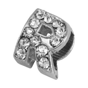 Buchstabenperle "R" mit Strass, silberfarben Buchstabenperle "R" mit Strass, silberfarben