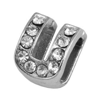 Buchstabenperle "U" mit Strass, silberfarben Buchstabenperle "U" mit Strass, silberfarben