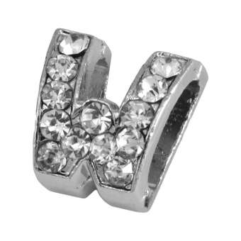 Buchstabenperle "W" mit Strass, silberfarben Buchstabenperle "W" mit Strass, silberfarben