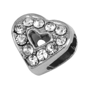 Perle "Herz" mit Strass, silberfarben Perle "Herz" mit Strass, silberfarben