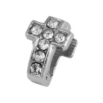 Perle "Kreuz" mit Strass, silberfarben Perle "Kreuz" mit Strass, silberfarben