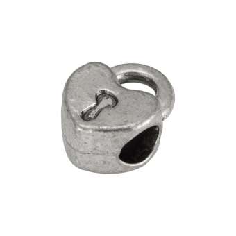 Großlochperle mit Anhängerhalter, 13mm, silberfarben 