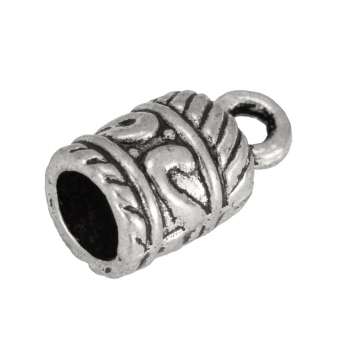Endkappe mit Ornament, 13mm, silberfarben 