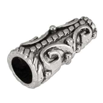 Endkappe mit Ornament, 19mm, silberfarben 