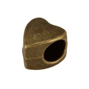 Großlochperle 'Herz', 9mm, bronzefarben 