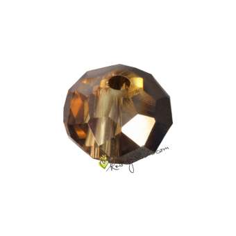 Glasschliffperle, briolette, 8X6mm, safrangelb (schwarz-silber) safrangelb (schwarz-silber)