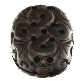 Neue Jade, 40X28mm, oval mit Ornament, dunkelbraun 
