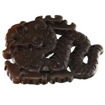 Neue Jade, 60X52mm, Chinesischer Drache, dunkelbraun 