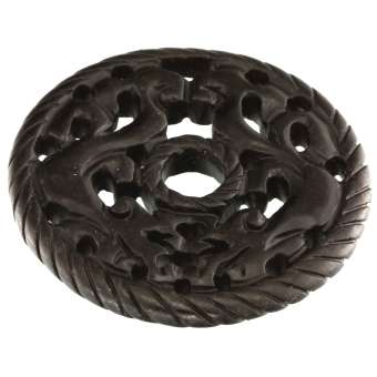 Neue Jade, 55mm, rund mit Ornament, dunkelbraun 