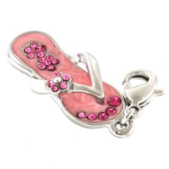 Anhänger mit Strass, 12X24mm, Flip Flop, silberfarben silberfarben