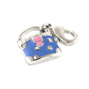 Anhänger mit Strass, 12X15mm, Tasche, silberfarben silberfarben