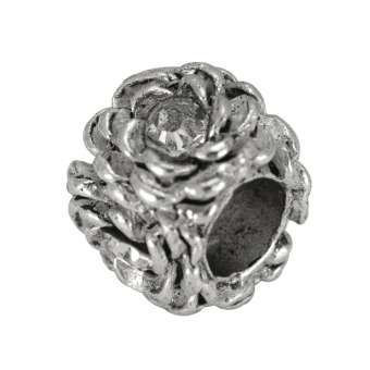 Großlochperle mit Strass, 13X9mm, Metall, silberfarben 