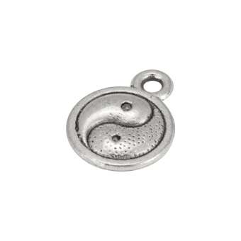 Metallanhänger 'Ying Yang', 13mm, silberfarben 