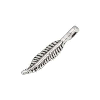 Metallanhänger 'Feder', 18mm, silberfarben 
