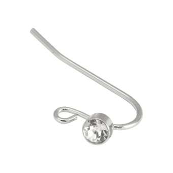 Ohrhaken mit Strass, 23mm, silberfarben 