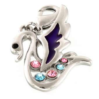 Anhänger mit Strass, 18X18mm, Schwan, silberfarben silberfarben