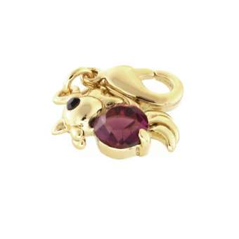 Anhänger mit Strass, 8X12mm, Hahn, goldfarben hellgoldfarben