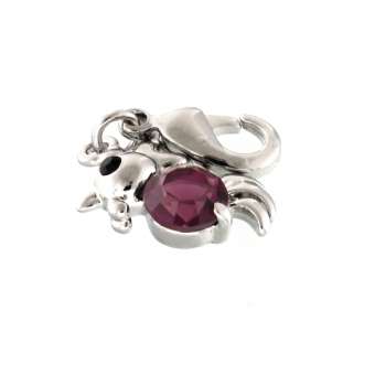 Anhänger mit Strass, 8X12mm, Hahn, silberfarben silberfarben
