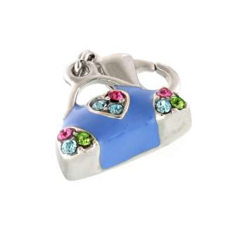 Anhänger mit Strass, 16X12mm, Tasche, silberfarben silberfarben