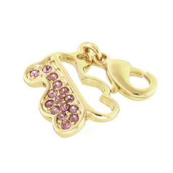 Anhänger mit Strass, 12X16mm, Teddy Bär, goldfarben hellgoldfarben