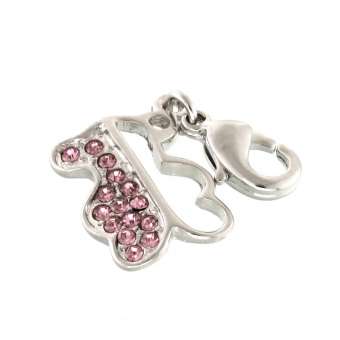 Anhänger mit Strass, 12X16mm, Teddy Bär, silberfarben silberfarben