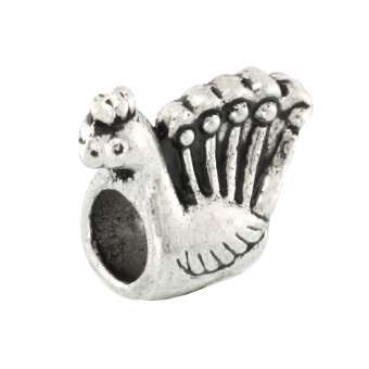 Großlochperle aus Metall, 14X10mm, Schwan, silberfarben silberfarben