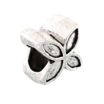 Großlochperle aus Metall, 10X10mm, Blume, silberfarben silberfarben