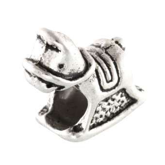 Großlochperle, 12X14mm, Pferd, silberfarben silberfarben