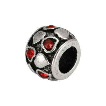 Großlochperle mit Strass, 10X8mm, Metall, silberfarben 
