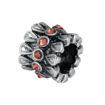 Großlochperle mit Strass, 10X8mm, Metall, silberfarben 