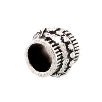 Großlochperle mit Ornament, 8X10mm, rund, silberfarben silberfarben