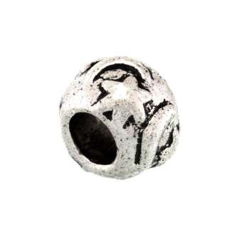 Großlochperle aus Metall, 7X10mm, Mond, silberfarben silberfarben