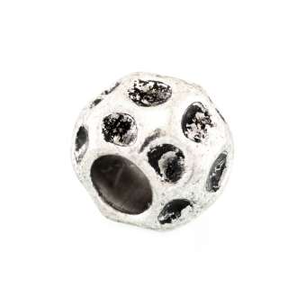 Großlochperle aus Metall, 9X10mm, rund, silberfarben silberfarben