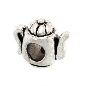 Großlochperle aus Metall, 8X12mm, Kanne, silberfarben silberfarben