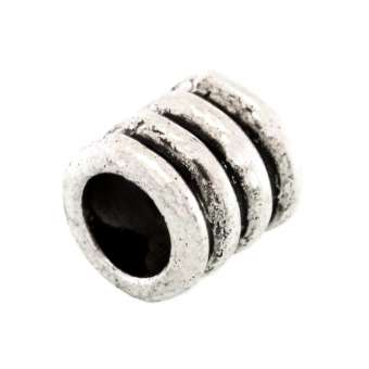 Großlochperle, 10X9mm, Zylinder, silberfarben silberfarben