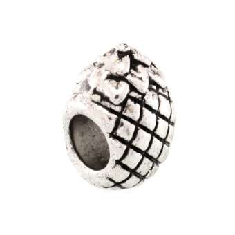 Großlochperle aus Metall, 8X12mm, Ananas, silberfarben silberfarben