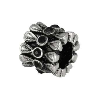 Großlochperle mit Strass, 10X8mm, Metall, silberfarben 