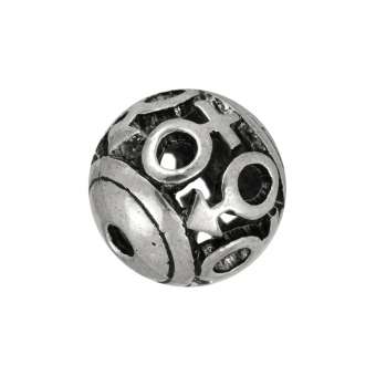Metallperle "Frau/Mann", 10X10mm, Metall, silberfarben 