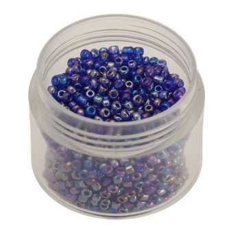 Rocailles, 20g, rund, 3mm (8/0), royalblau rainbow royalblau rainbow