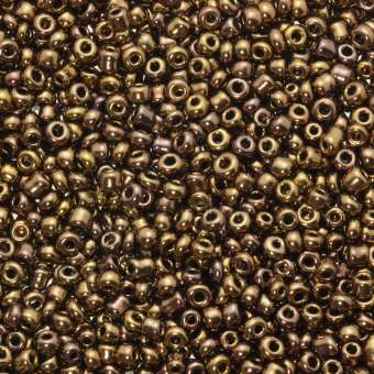 Rocailles, 50g, rund, 2mm (11/0), bronze metallic bronze metallic