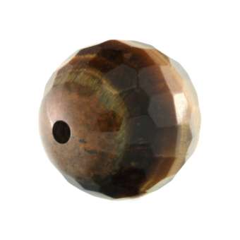 Tigerauge, 12mm, rund (facettiert), dunkelbraun dunkelbraun