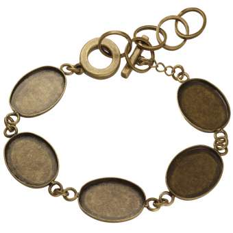 Armband für Ø fünf 13X18 mm große, ovale Cabochons, bronzefarben bronze