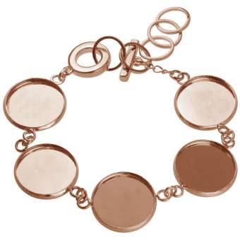 Armband für Ø fünf 18 mm große Cabochons, roségoldfarben roségold