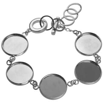 Armband für Ø fünf 18 mm große Cabochons, silberfarben silber