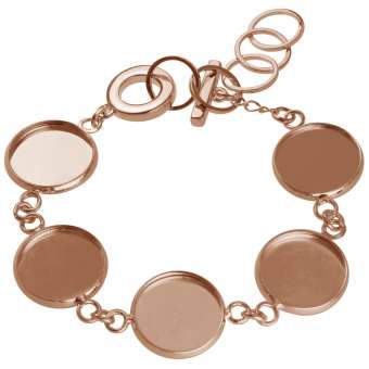 Armband für Ø fünf 14 mm große Cabochons, roségoldfarben roségold